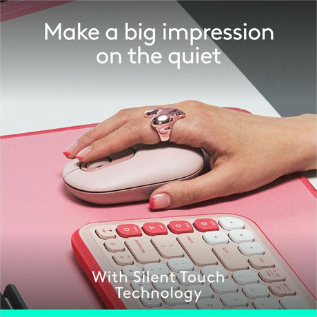 Logitech POP Mouse, Compact and Portable Wireless Bluetooth Mouse With Programmable Buttons and Quiet Clicks, Easy-Switch Between up to 3 Devices, Rose — 910-007409