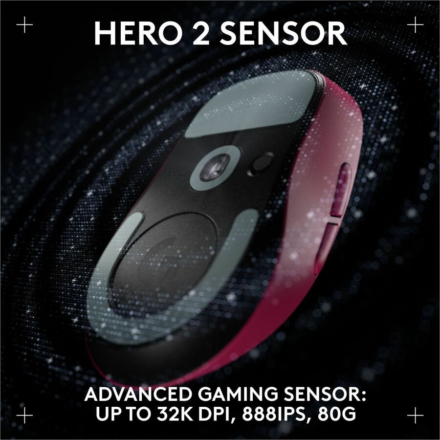 Logitech G PRO X SUPERLIGHT 2 DEX LIGHTSPEED Wireless Gaming Mouse, 60g Pro-Grade Lightweight Mouse With 5 Programmable Buttons, 32k DPI Sensor, USB-C Charging, for PC/Mac - Magenta — 910-007371