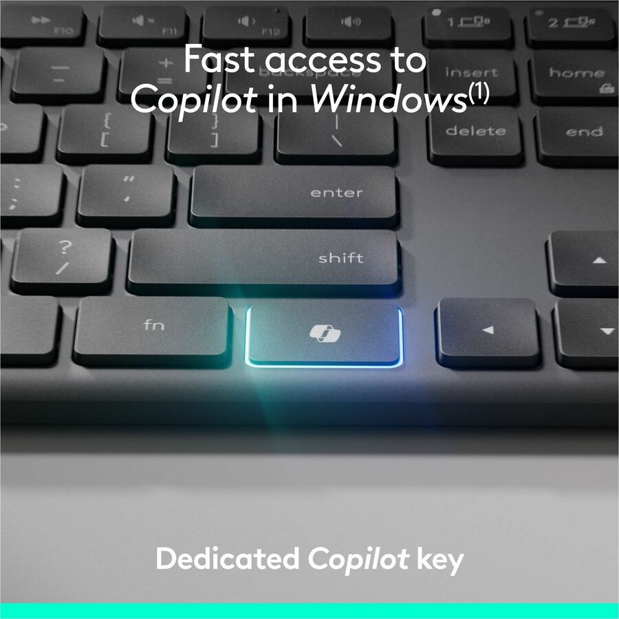 Logitech Signature Slim MK955 Combo for Business, Copilot Edition, Wireless Keyboard and Mouse, Graphite — 920-013271