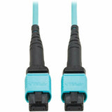 Eaton Tripp Lite Series 100G Multimode 50/125 OM4 Fiber Optic Cable (12F MPO/MPO-PC F/F), Type-B Polarity, OFNP, Aqua, 3 m (9.8 ft.), TAA — N845B-03M-12TAA