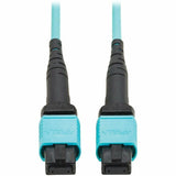 Eaton Tripp Lite Series 100G Multimode 50/125 OM4 Fiber Optic Cable (12F MPO/MPO-PC F/F), Type-B Polarity, OFNP, Aqua, 10 m (32.8 ft.), TAA — N845B-10M-12TAA