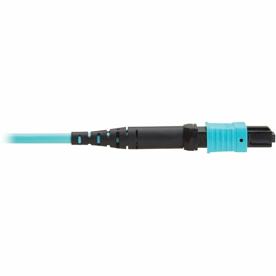 Eaton Tripp Lite Series 100G Multimode 50/125 OM4 Fiber Optic Cable (12F MPO/MPO-PC F/F), Type-A Polarity, OFNP, Aqua, 3 m (9.8 ft.), TAA — N845A-03M-12TAA