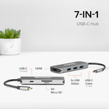 Plugable USB C Hub Multiport Adapter, 7-in-1 Hub Compatible with MacBook Pro, Windows, Chromebook, Dell XPS, Thunderbolt 3 and More — USBC-7IN1