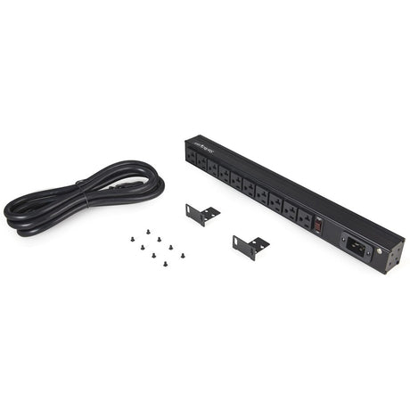 StarTech.com 10 Outlet Rack Mount Power Strip 125V/16 Amp, 1U Horizontal 19" Rackmount PDU, NEMA 5-20P Input, 10x NEMA 5-15/20R Outlets — RKPW101920