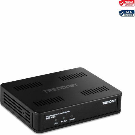 TRENDnet Ethernet Over Coax MoCA 2.5 Adapter, TMO-312C, Backward Compatible with MoCA 2.0/1.1/1.0, RJ-45 Gigabit LAN Port, Supports Net Throughput up to 1Gbps, Support up to 16 Nodes, Black — TMO-312C