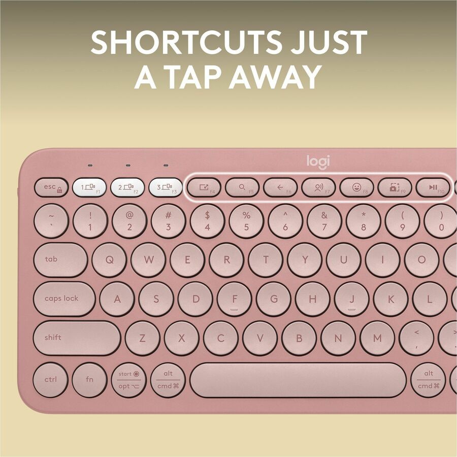 Logitech Pebble Keys 2 K380s, Multi-Device Bluetooth Wireless Keyboard with Customizable Shortcuts, Tonal Rose — 920-011777