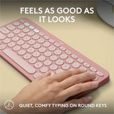 Logitech Pebble Keys 2 K380s, Multi-Device Bluetooth Wireless Keyboard with Customizable Shortcuts, Tonal Rose — 920-011777