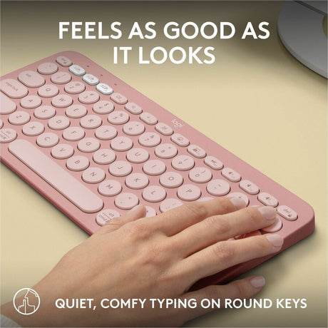 Logitech Pebble Keys 2 K380s, Multi-Device Bluetooth Wireless Keyboard with Customizable Shortcuts, Tonal Rose — 920-011777