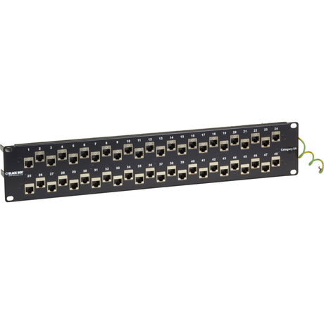 Black Box CAT6A Staggered Feed-Through Patch Panel - 2U, Shielded, 48-Port — C6AFP70S-48