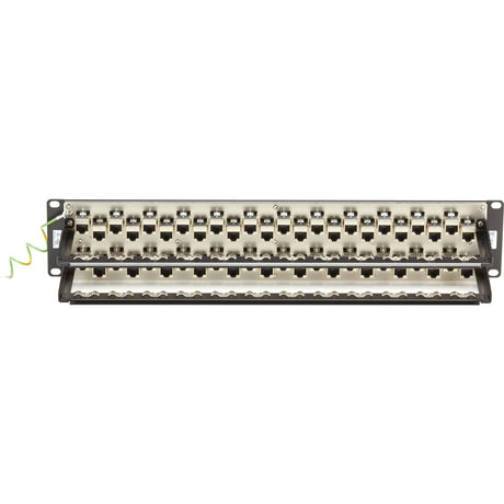Black Box CAT6A Staggered Feed-Through Patch Panel - 2U, Shielded, 48-Port — C6AFP70S-48
