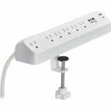 Eaton Tripp Lite Series Protect It! 6-Outlet Surge Protector with USB-A and USB-C Charging Ports - 5-15R Outlets, 900 Joules, Desk Clamp, 6 ft. (1.8 m) Cord, White — TLP66UCLAMP