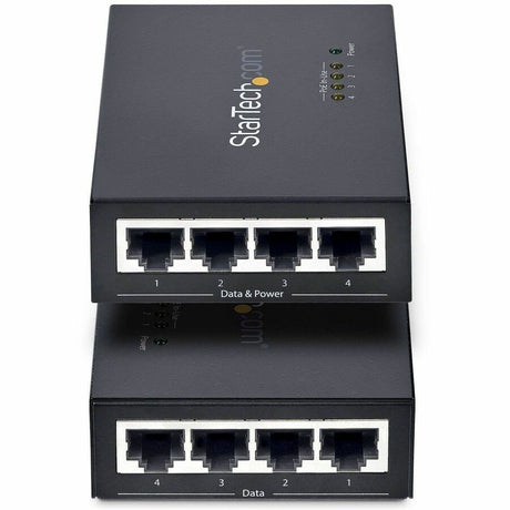 StarTech.com 4-Port Gigabit Midspan, PoE+ Injector, 802.3at & 802.3af, Wall-Mountable Power over Ethernet Midspan, TAA Compliant — POEINJ4G-US