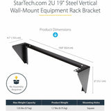 StarTech.com 2U 19in Steel Vertical Wall Mount Equipment Rack Bracket — RK219WALLV