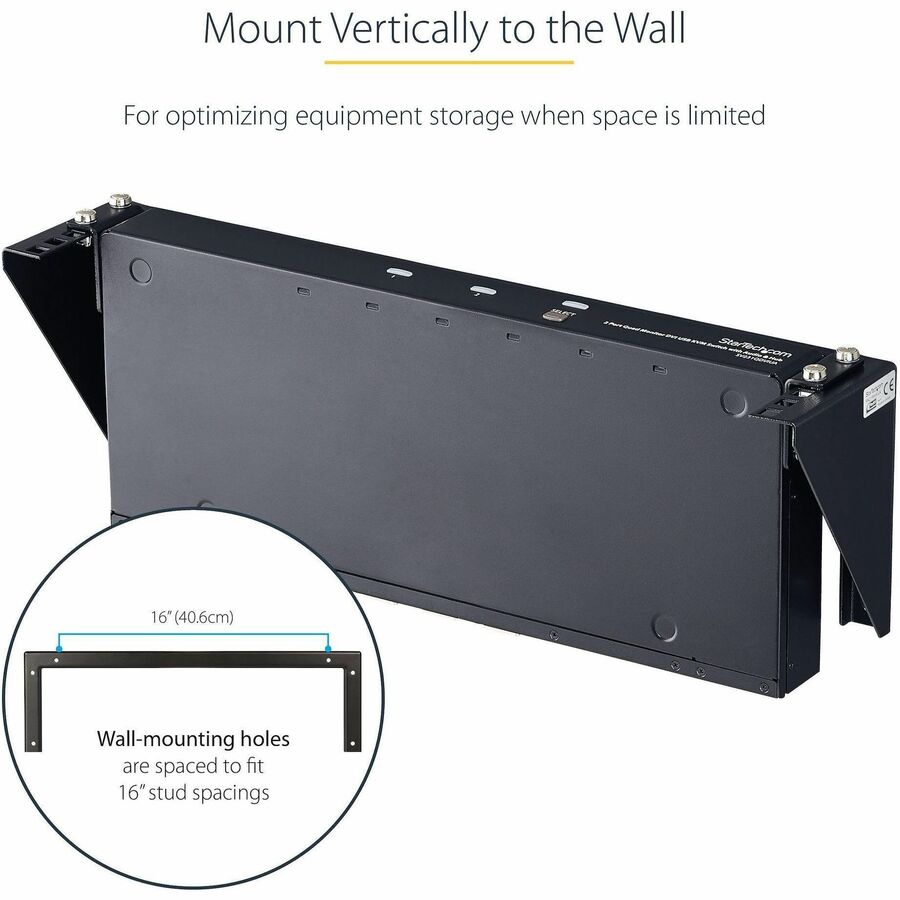 StarTech.com 2U 19in Steel Vertical Wall Mount Equipment Rack Bracket — RK219WALLV
