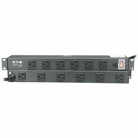 Eaton Tripp Lite Series 1U Rack-Mount Power Strip, 120V, 20A, L5-20P, 12 Outlets (6 Front-Facing, 6-Rear-Facing) 15 ft. (4.57 m) Cord — RS-1215-20T