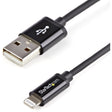 StarTech.com 2m (6ft) Long Black Apple�&reg; 8-pin Lightning Connector to USB Cable for iPhone / iPod / iPad — USBLT2MB
