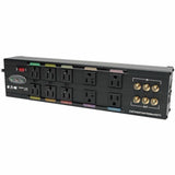 Eaton Tripp Lite Series Isobar 10-Outlet Home/Business Theater Surge Protector, 8 ft. Cord with Right-Angle Plug, 3840 Joules, LEDs, Metal Housing — HT10DBS