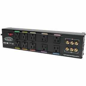 Eaton Tripp Lite Series Isobar 10-Outlet Home/Business Theater Surge Protector, 8 ft. Cord with Right-Angle Plug, 3840 Joules, LEDs, Metal Housing — HT10DBS