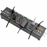 Eaton Tripp Lite Series Isobar 10-Outlet Home/Business Theater Surge Protector, 8 ft. Cord with Right-Angle Plug, 3840 Joules, LEDs, Metal Housing — HT10DBS