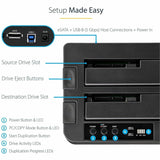 StarTech.com Dual Bay Hard Drive Duplicator Dock, Standalone HDD/SSD Cloner/Copier, USB 3.0 / eSATA to SATA III Hard Drive Cloner — SDOCK2U33RE