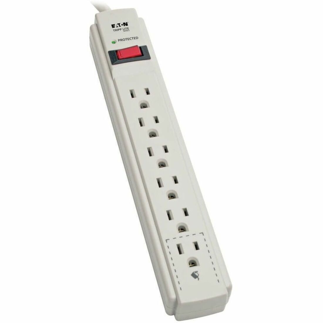 Eaton Tripp Lite Series Protect It! 6-Outlet Surge Protector, 15 ft. Cord, 790 Joules, Diagnostic LED, Light Gray Housing — TLP615