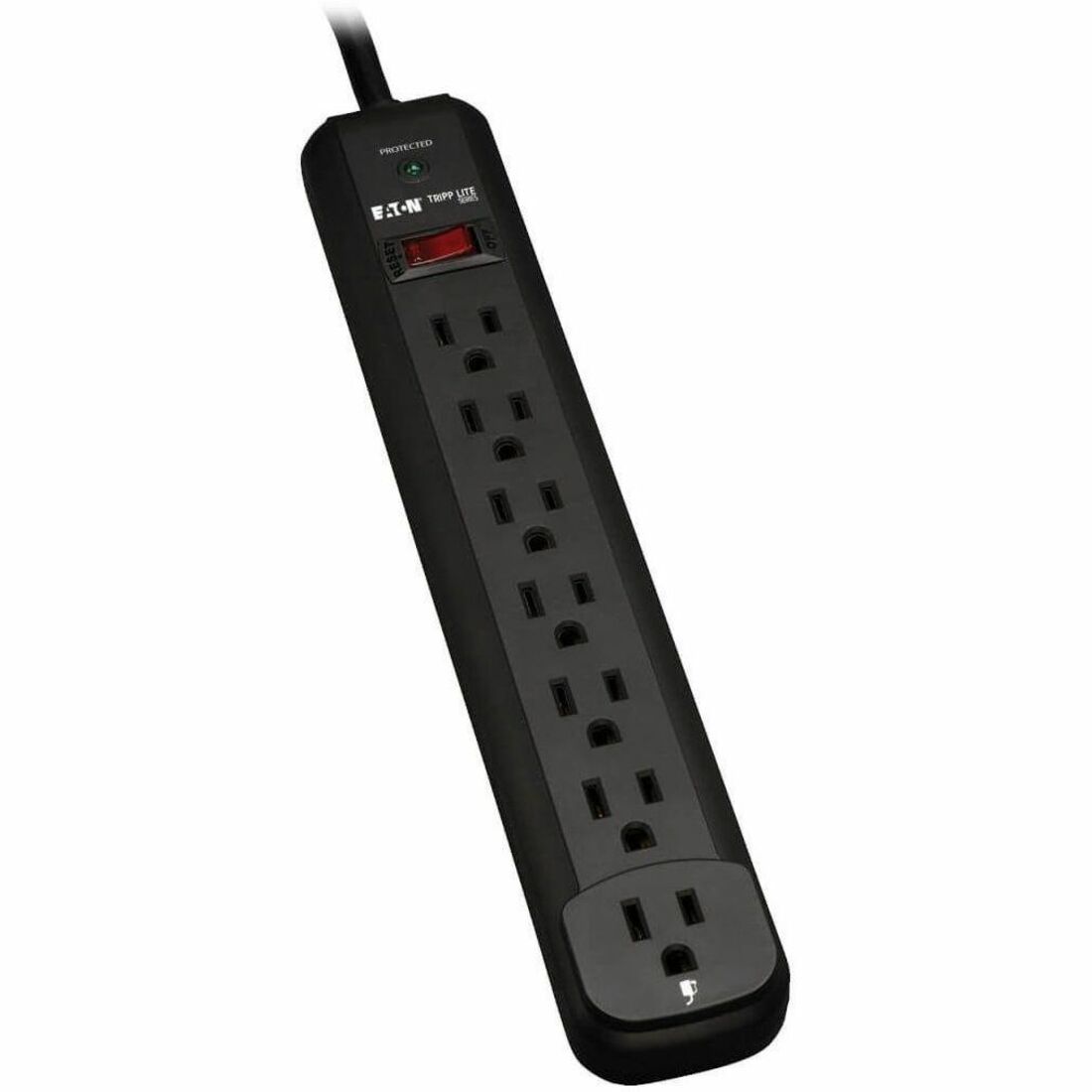 Eaton Tripp Lite Series Protect It! 7-Outlet Surge Protector, 12 ft. Cord, 1080 Joules, Diagnostic LED, Black Housing — TLP712B