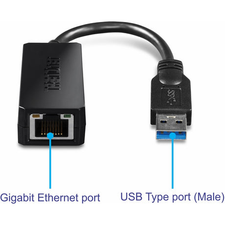 TRENDnet USB 3.0 To Gigabit Ethernet Adapter, Full Duplex 2Gbps Ethernet Speeds, Up To 1Gbps, USB-A, Windows & Mac Compatibility, USB Powered, Simple Setup, Black, TU3-ETG