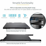 StarTech.com 1U 4-Post 19.5 to 38in Adjustable Mounting Depth Rack Mount Shelf - Heavy Duty Fixed Rack Shelf - 330 lb / 150kg - 27.5in Deep — ADJSHELFHD