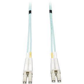 Eaton Tripp Lite Series 10Gb/40Gb/100Gb Duplex Multimode 50/125 OM3 LSZH Fiber Patch Cable (LC/LC), Aqua, 10M (32.8 ft.) — N820-10M