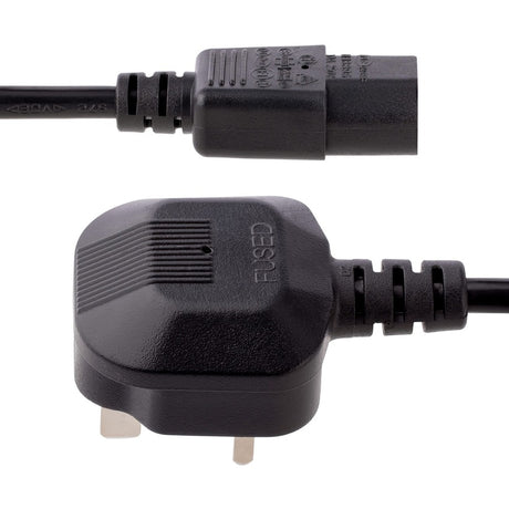 StarTech.com 6 ft Standard UK Computer Power Cord - Power cable - IEC 320 EN 60320 C13 (F) - BS 1363 (M) — PXT101UK