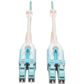 Eaton Tripp Lite Series 10Gb/40Gb/100Gb Duplex Multimode 50/125 OM3 LSZH Fiber Patch Cable with Push/Pull Tab Connectors (LC/LC), Aqua, 1M (3.3 ft.) — N820-01M-T