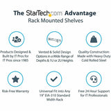 StarTech.com 2U Server Rack Cabinet Shelf - Fixed 16" Deep Cantilever Rackmount Tray for 19" Data/AV/Network Enclosure w/cage nuts, screws — CABSHELF