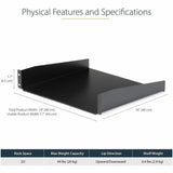 StarTech.com 2U Server Rack Cabinet Shelf - Fixed 16" Deep Cantilever Rackmount Tray for 19" Data/AV/Network Enclosure w/cage nuts, screws — CABSHELF