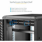 StarTech.com 2U Server Rack Cabinet Shelf - Fixed 16" Deep Cantilever Rackmount Tray for 19" Data/AV/Network Enclosure w/cage nuts, screws — CABSHELF