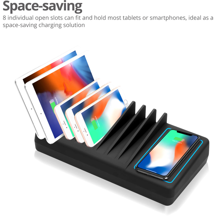 SIIG 10-Port USB-A/C & Wireless Charging Station With Ambient Light Deck — AC-PW1H11-S1
