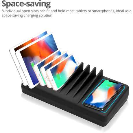 SIIG 10-Port USB-A/C & Wireless Charging Station With Ambient Light Deck — AC-PW1H11-S1