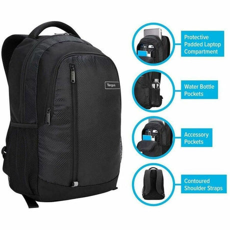 Targus Sport TSB89104US Carrying Case (Backpack) for 15.6" to 16" Notebook - Black - TAA Compliant — TSB89104US