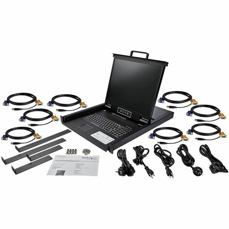 StarTech.com 8 Port Rackmount KVM Console w/ Cables - Integrated KVM Switch w/ 19" LCD - 1U LCD KVM Drawer 50000 MTBF - USB + VGA Support — RKCONS1908K