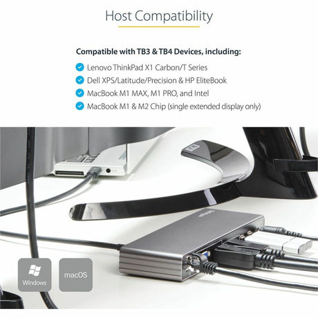 StarTech.com Thunderbolt 3 Dock, Dual 4K 60Hz Monitor TB3 Docking Station with DisplayPort, HDMI & 1080p VGA, 85W Power Delivery, TAA — TB3DK2DHV