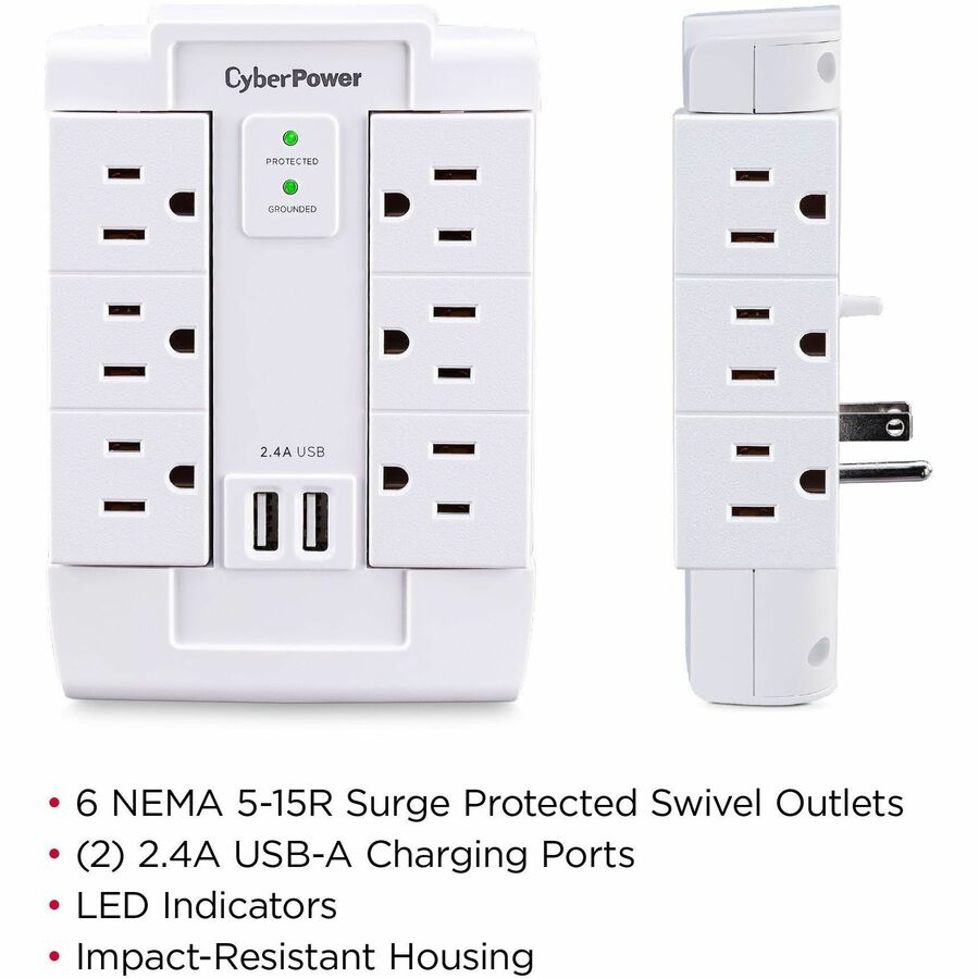 CyberPower CSP600WSURC2 Professional 6 - Outlet Surge with 1200 J — CSP600WSURC2