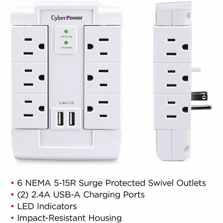 CyberPower CSP600WSURC2 Professional 6 - Outlet Surge with 1200 J — CSP600WSURC2