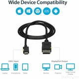 StarTech.com 3ft/1m USB C to DisplayPort 1.2 Cable 4K 60Hz - USB Type-C to DP Video Adapter Monitor Cable HBR2 - TB3 Compatible - Black — CDP2DPMM1MB
