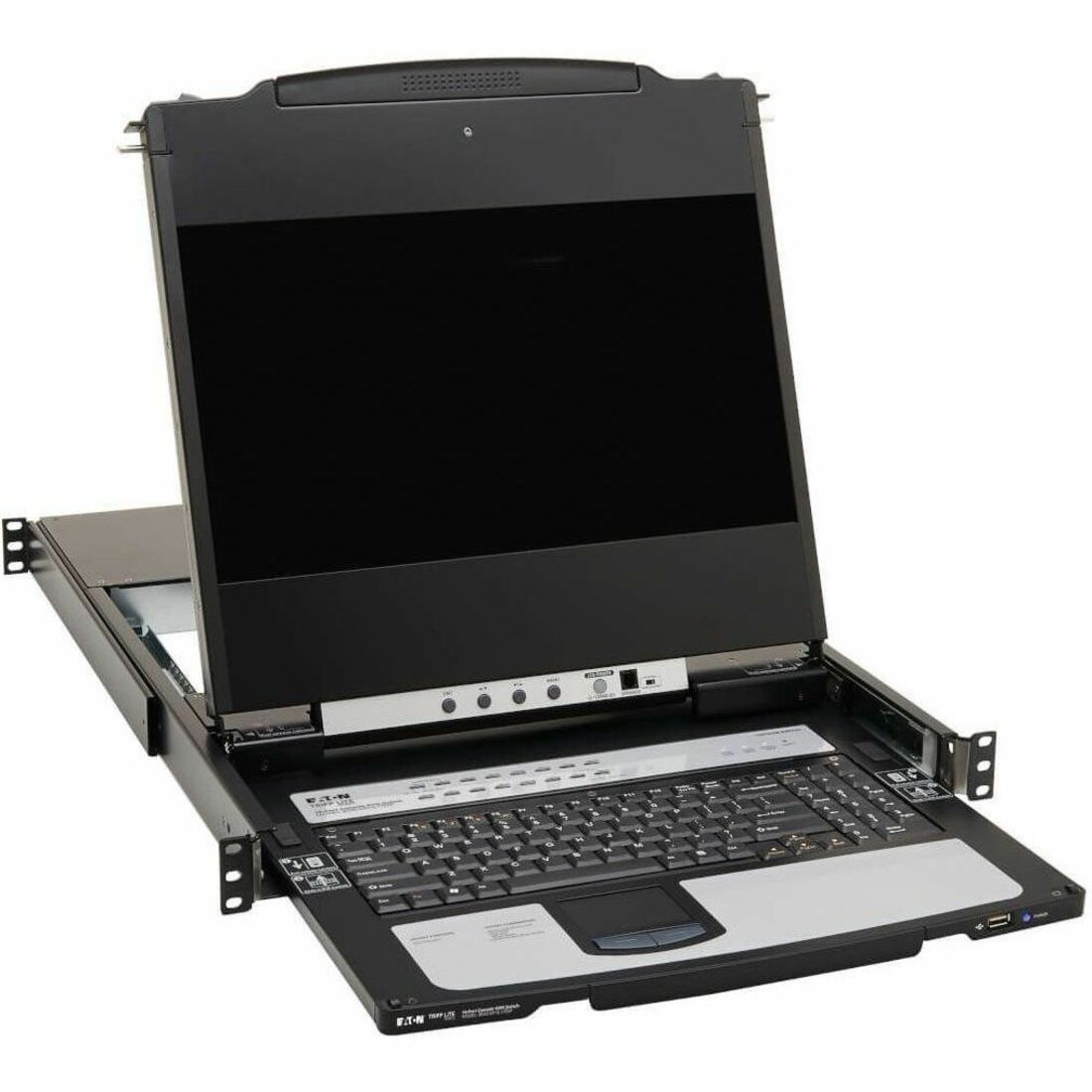 Eaton Tripp Lite Series NetDirector 16-Port DisplayPort KVM Switch Console with 17 in. LCD, IP Remote Access, Dual Rail, 1U Rack-Mount, TAA — B030-DP16-17DIP