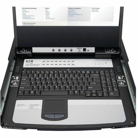 Eaton Tripp Lite Series NetDirector 16-Port DisplayPort KVM Switch Console with 17 in. LCD, IP Remote Access, Dual Rail, 1U Rack-Mount, TAA — B030-DP16-17DIP