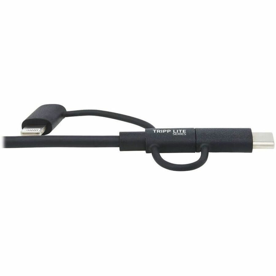Eaton Tripp Lite Series Universal USB-A to Lightning, USB Micro-B and USB-C Sync/Charge Cable (M/3xM), MFi Certified, Black, 6 ft. (1.8 m) — M101-006-LMC-BK