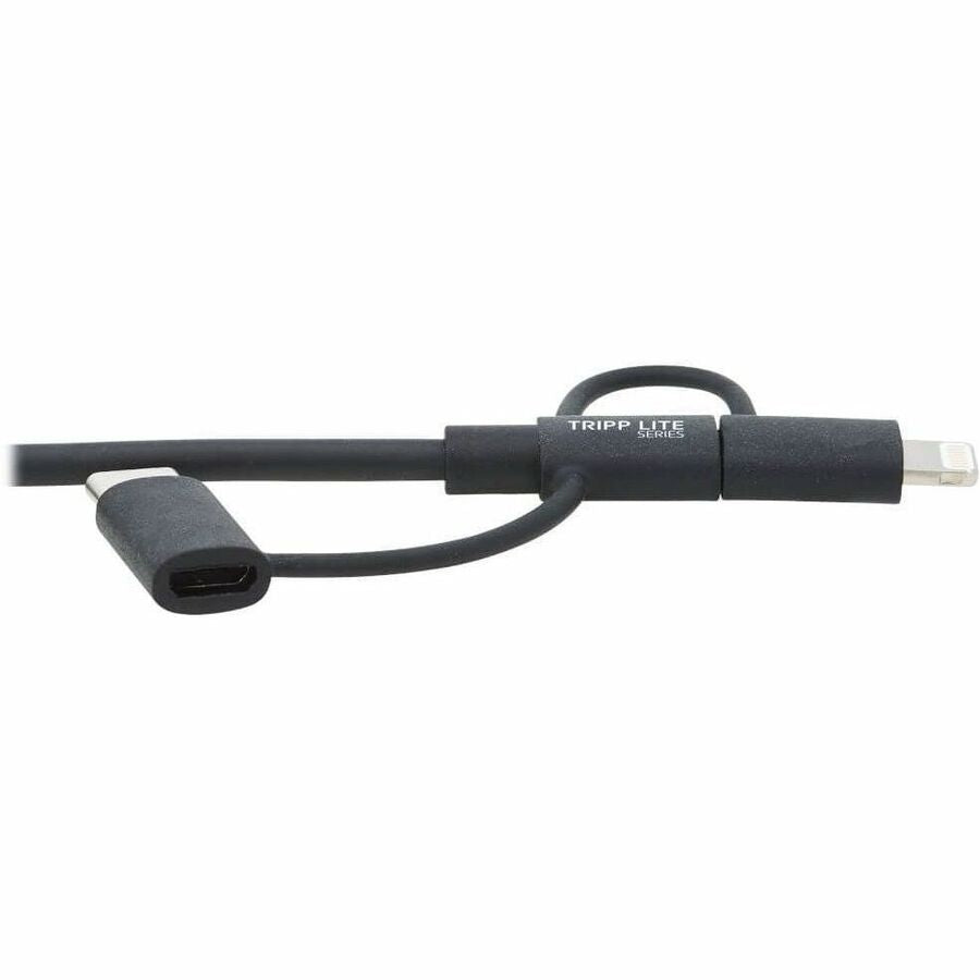 Eaton Tripp Lite Series Universal USB-A to Lightning, USB Micro-B and USB-C Sync/Charge Cable (M/3xM), MFi Certified, Black, 6 ft. (1.8 m) — M101-006-LMC-BK