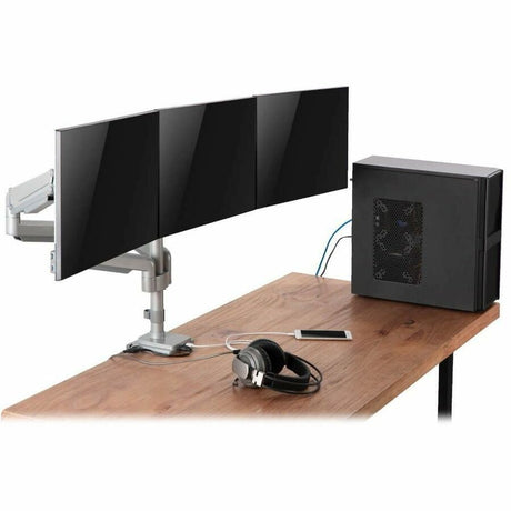 Eaton Tripp Lite Series Triple-Display Gas-Spring Flex-Arm Desktop Clamp and Grommet for 17" to 30" Flat-Screen Displays - USB and Audio Ports, Aluminum — DDR1730TAL