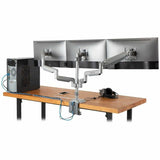 Eaton Tripp Lite Series Triple-Display Gas-Spring Flex-Arm Desktop Clamp and Grommet for 17" to 30" Flat-Screen Displays - USB and Audio Ports, Aluminum — DDR1730TAL