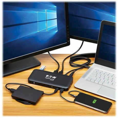 Eaton Tripp Lite Series USB-C Dock, Triple Display - 4K 60 Hz HDMI/DisplayPort, USB 3.x Gen 2 (10Gbps), USB-A/USB-C Hub, GbE, 85W PD Charging, Black — U442-DOCK8-B