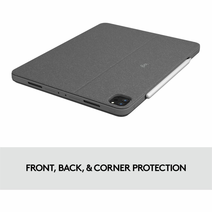 Logitech Combo Touch Keyboard/Cover Case for 11" Apple, Logitech iPad Pro, iPad Pro (2nd Generation), iPad Pro (3rd Generation) Tablet - Oxford Gray — 920-010095